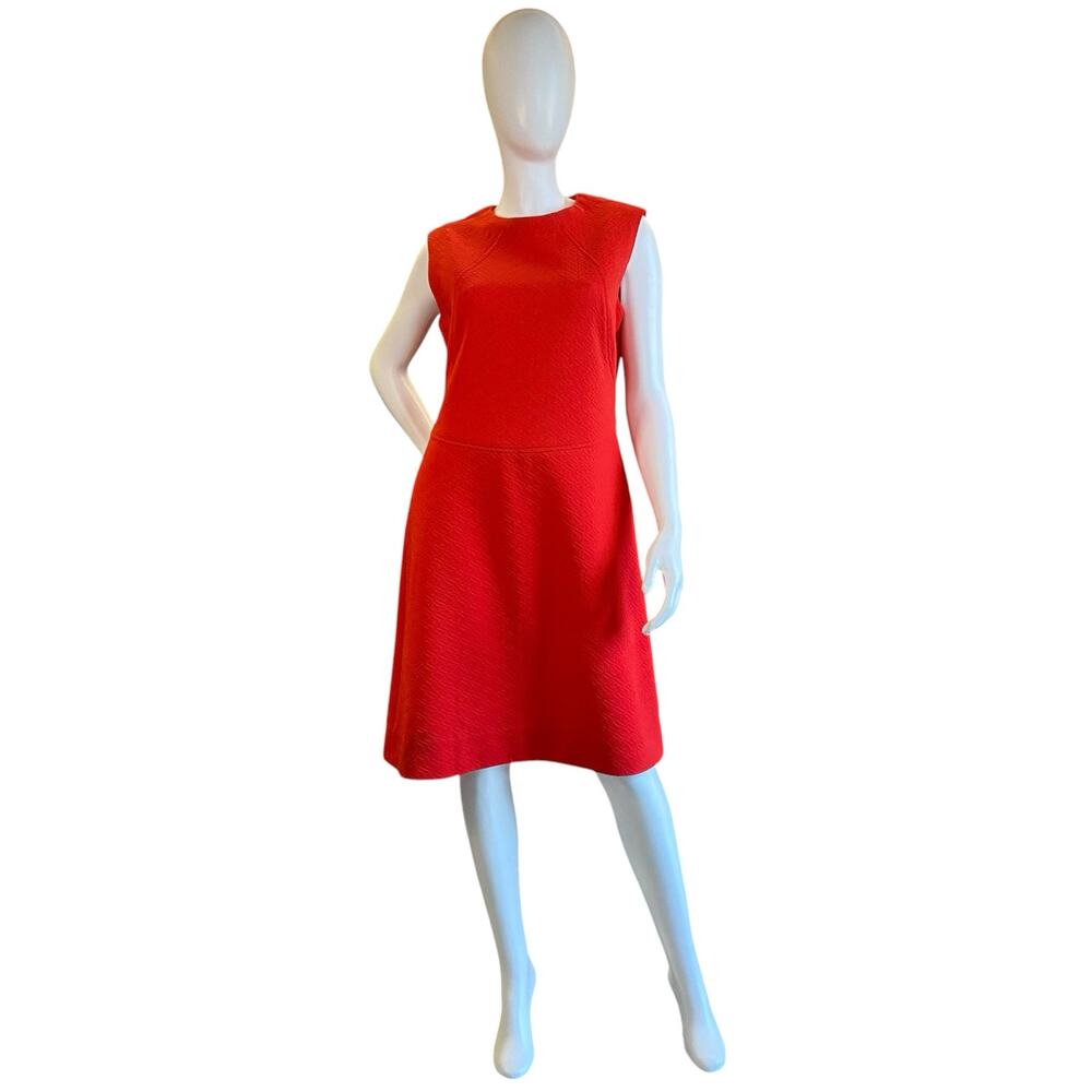 1960s Vintage Red Mod Textured A-Line Sleeveless Dress | Handmade